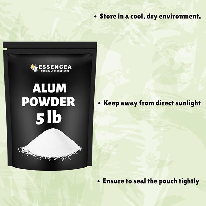Alum Powder 5lb by Essencea Pure Bulk Ingredients | Pure Potassium Aluminium Powder | Phitkari | Purifies Water | Natural Deodorant (80 Ounces) [Packaging may vary]