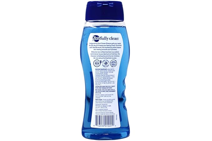 Zest Ocean Breeze Body Wash - Enriched with Sea Minerals - Rich Lathering Cleansing Body Wash Leaves Your Skin Feeling Smooth and Moisturized With an Invigorating Scent, 18 Fl Oz (Pack of 6)