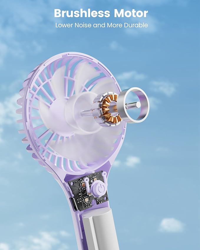 Portable Mini Fan - Powerful Personal Handheld Fan with 3 Speeds, Cute and Small, USB Rechargeable for Travel/Lash/Makeup/Outdoor/Home,Purple