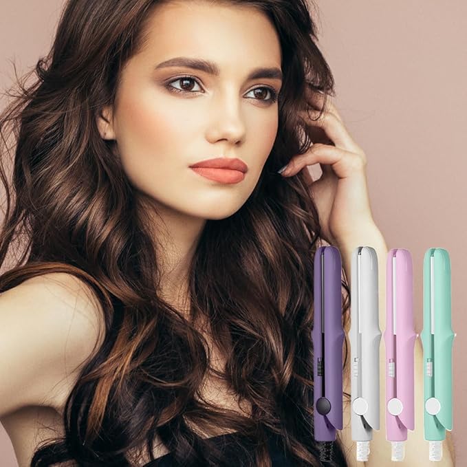 Upgrade 2-in-1 Curling Wand and Flat Iron, 2025 Upgrade Mini Dual Purpose Curling Iron, Portable Hair Straightener Travel Curling Wand for Women Short and Long Hairs, All Hair Types (White)