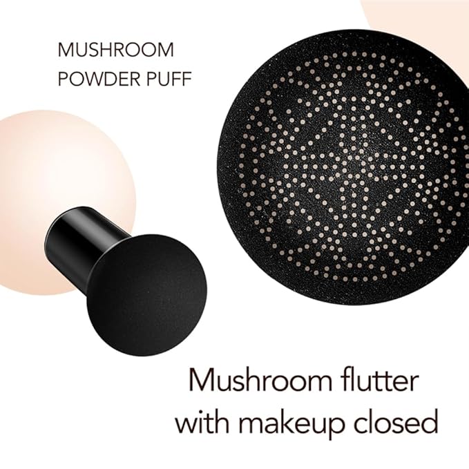 Mushroom Head Air Cushion CC Cream Foundation, Moisturizing Concealer BB Cream Nude Long Lasting Matte CC Cream Makeup Liquid Foundation (1pcs Buff Beige)