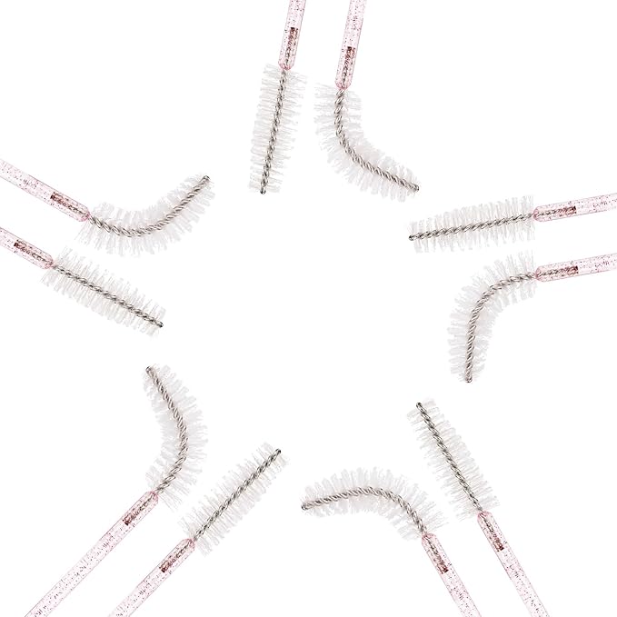 Tbestmax 500 Disposable Mascara Wands Eyelash Brush Spoolies for Eyebrow Eye Lash Extension (Pink, White)