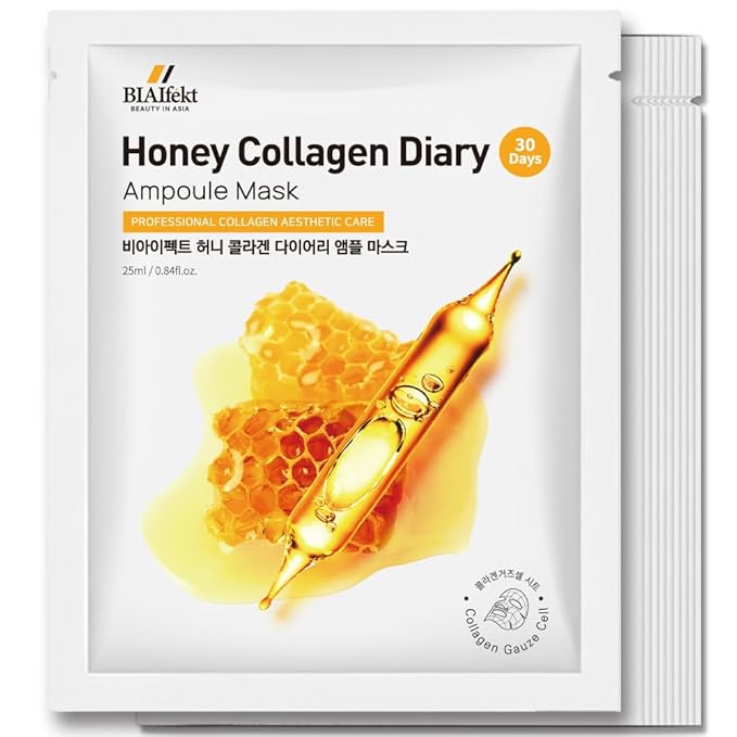 BIAEffect BIAIfekt HONEY COLLAGEN Ampoule sheet face mask skin care Korean Hydrating, Soothing, Nourishing, Glass skins, Plumping, Premium daily, BEYOND HYDROGEL