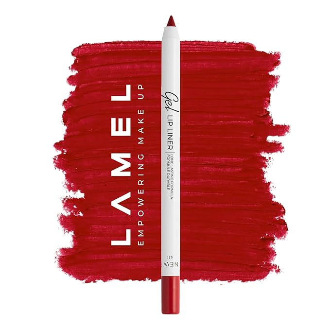 Matte Gel Lip Pencil – Waterproof, Long Lasting, High Pigment & Sharpenable – Creamy Texture for Smooth Finish – Dark Red, Vegan - Vegan, Ruby red - N.411