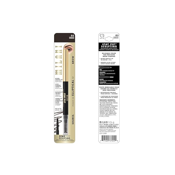 Milani Stay Put Brow Sculpting Mechanical Pencil - Espresso (0.01 Ounce) Cruelty-Free Long-Lasting Eyebrow Pencil that Defines and Shapes Brows