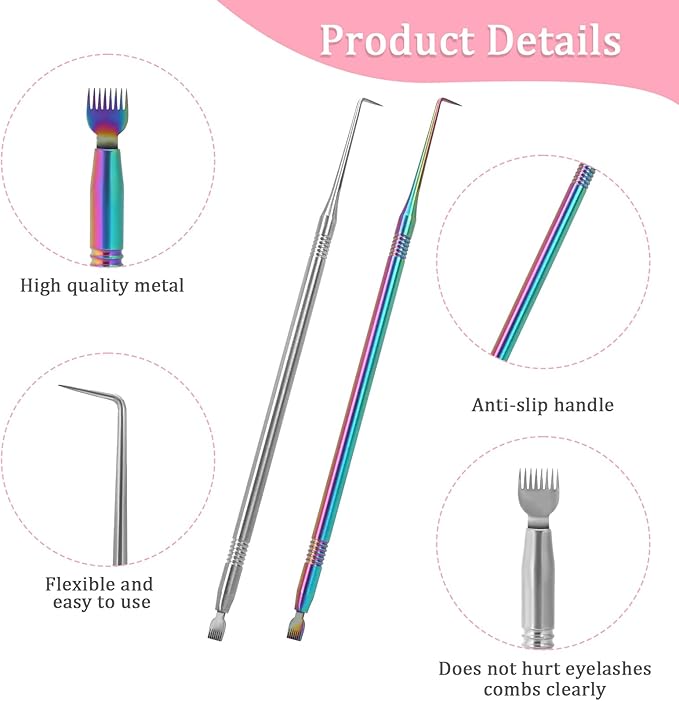 2 in 1 Lash Lift Tool,2 Pieces Stainless Steel Lash Lift and Tint Kit Professional Lash Lift Supplies Metal Lash Lift Rods Eyelash Separator Tool with Separating Comb