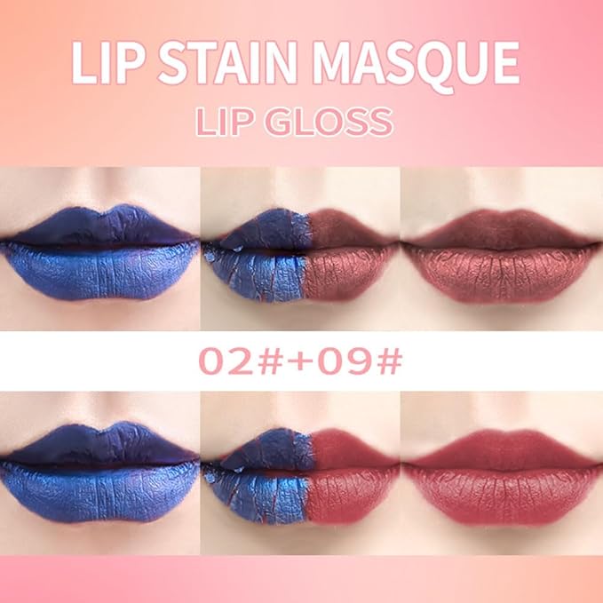 Matte Lip Stain Wipe Off Masque - Peel Off Lip Stain Tattoo,Lip Gloss for All Skin Types, Peel Off Lip Liner Stain Tattoo Long-Lasting Proof Waterproof Smudge(2#+9#, 2Count (Pack of 1))