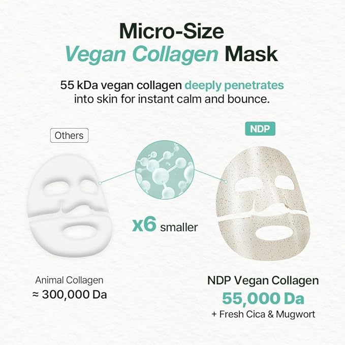 NDP Collagen Cica Cooling Hydro Mask – World’s First Freeze-Ready Hydrogel Face Mask with 55,000Da Vegan Collagen, Real Mugwort & Centella – Korean Mask for Sensitive Skin (36g x 1ea)