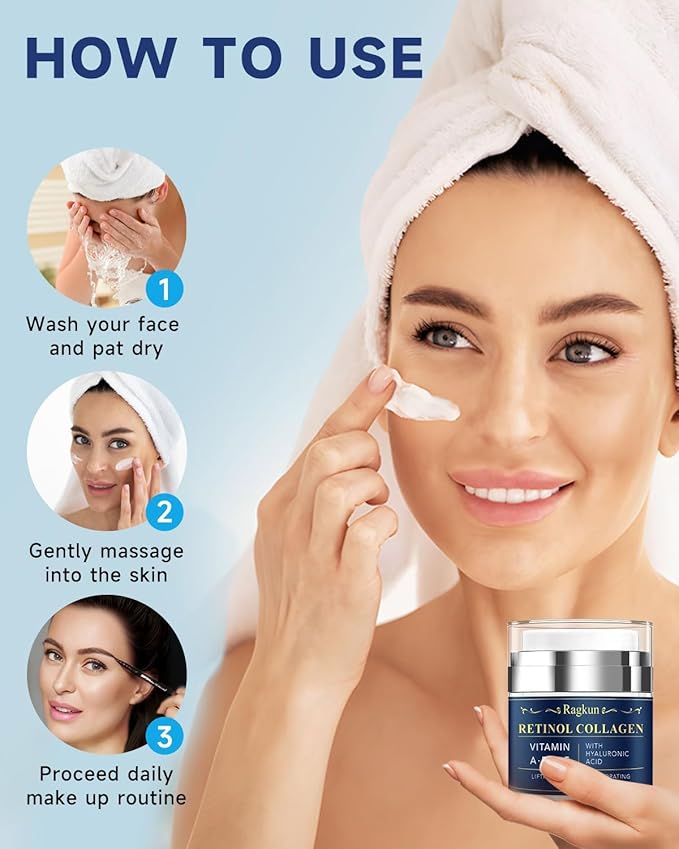 Retinol Cream for Face, Collagen Neck Creams for Tightening and Firming, Anti Aging Facial Moisturizer for Women & Men, Instant Face Lift Wrinkle Cream with vitamin c serum
