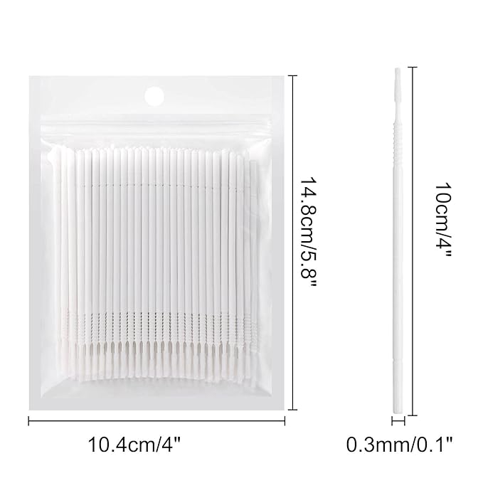200PCS Micro Applicators Brushes Mini Cotton Swabs Remove Grafted Eyelash Glue Dedicated Brush Disposable Microswabs for Eyelash Extensions Make up and Lash Clean and Personal Care (White 1)