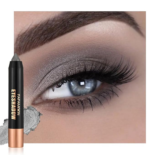 Monochrome Cream Shimmer Glitter Eyeshadow Pencil Stick for Women, Shimmer Somke Grey Eye Shadow Eyeliner Pencil Sticks Makeup, sombras para ojos, Waterproof, Vegan & Cruelty-Free, 07#
