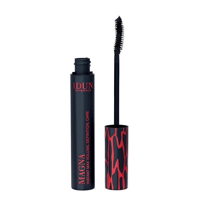 IDUN Minerals Magna Mascara - Volumizing, High Pigmented, Lash-Hydrating Formula Infused with Sunflower Seed Oil - for Sensitive Eyes - Vegan, Clump and Cruelty Free - 008 Black - 0.44 oz