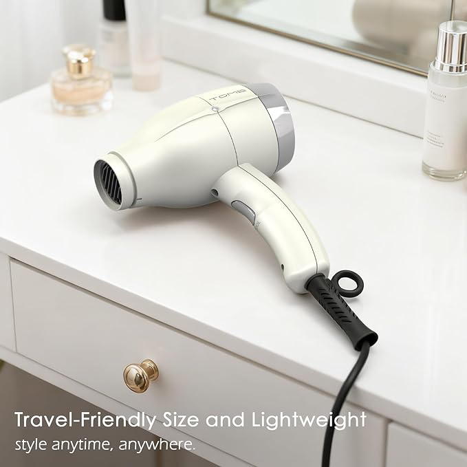 TOME Hair Dryer with Diffuser Blow Dryer Ionic 1875W Cool Shot Curly Hair Teeth Comb Nozzle attachments Light Weight Low Noise Fast Dry