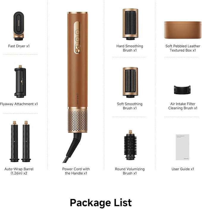 DREAME AirStyle Pro 7-in-1 Hair Styler & High Speed Dryer | Snap-on Attachments for Curling, Smoothing, Volumizing | Fast Drying, Frizz Control, Cool Shot | Luxury Leather Package