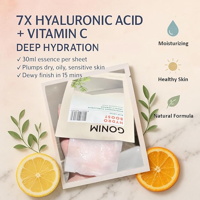Face Mask Korean Skin Care with Hyaluronic Acid & Collagen Activation,Face Masks Skincare Hydration, Youthful-Looking & Moisturizing Sheet Mask for All Skin Korean Face Mask 5 Sheets
