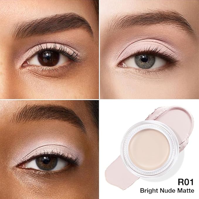Single Cream Eye Shadow,Bright Nude Matte Natural Monochrome Eyeshadow Palette,Waterproof,Long Lasting Naturing-Looking,Vegan & Cruelty-Free,R01