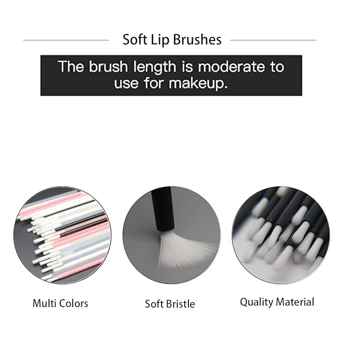 100 Pcs Disposable Makeup Lip Brushes Lipstick gloss brush Lip Gloss Applicators with Soft Brush Head Cosmetic Lip Brush Wands mini paint brushes for cookies (Transparent)