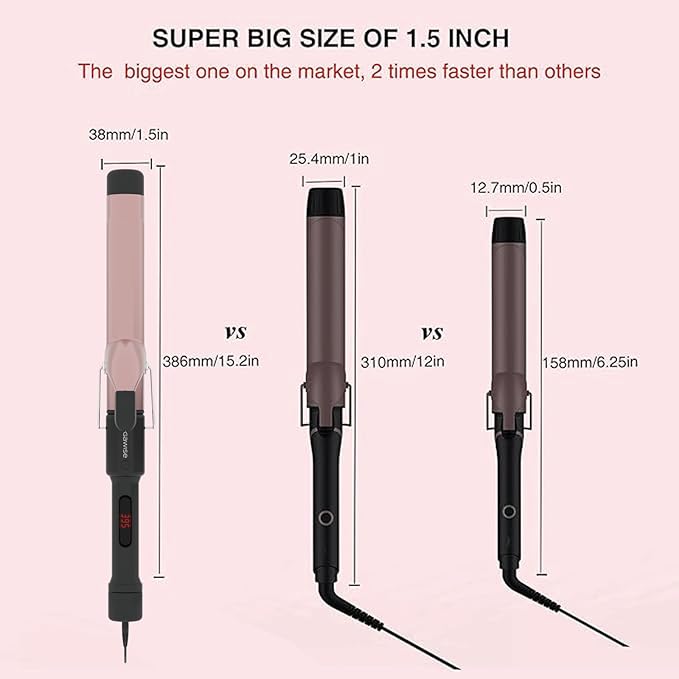 MegaWise Pro 1 1/4 inch Ceramic Barrel Hair Curling Iron, 60s PTC Fast Heating Tech, Anti-Scald Insulated Grip &Tip, Auto Shut Off and 360° Swivel Cord, 2 Clips and Heat-Resistant Glove Included