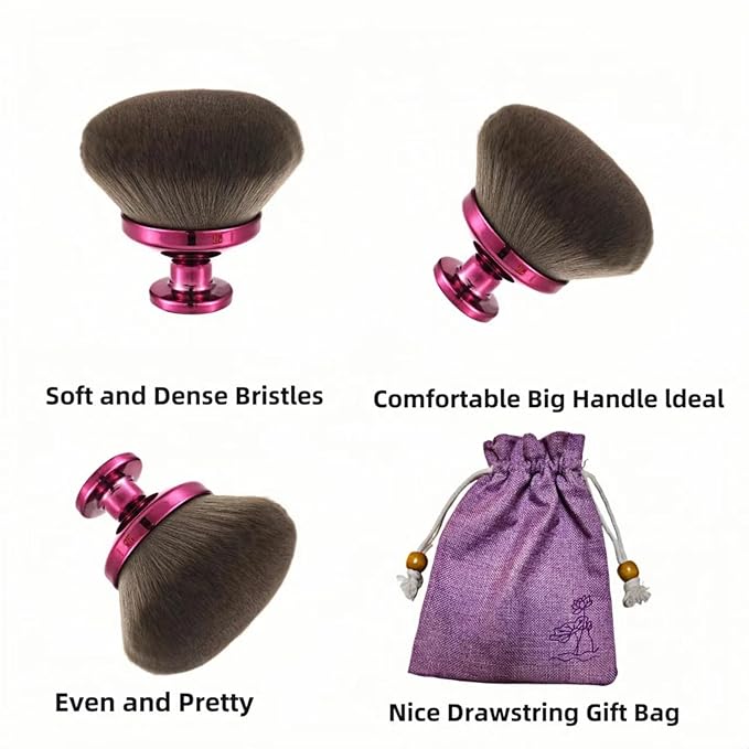 Extra Large Kabuki Brush - 90mm Wide Head for Flawless Face & Body Makeup, Self Tanner, Sunscreen. Even Application with Liquids/Creams. Wet & Dry Use - Purple