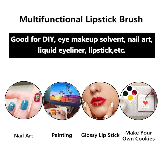 100 Pcs Disposable Makeup Lip Brushes PYO Cookie Paint Brushes Nail Polish Brushes Cosmetic Lip Brush Wands mini paint brushes for cookies (Black)
