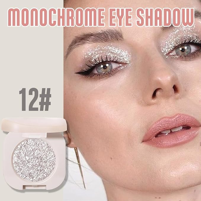 2Pcs Single Color Glitter Eyeshadow, Light Monochrome Pressed Glitter Matte Shimmer Eyeshadow, Talc-Free, Paraben-Free, Cruelty-Free, Lightweight Long-Lasting Single Eyeshadow Palette 11#+12#