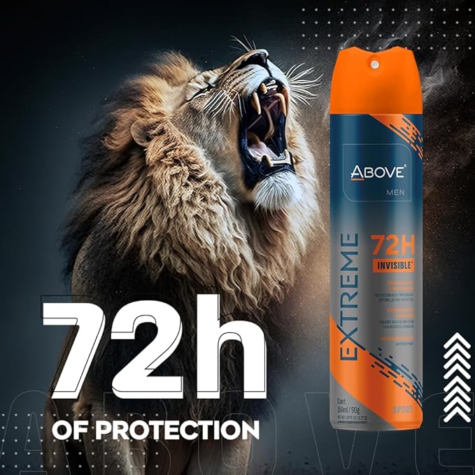 ABOVE Extreme Men Sport - 72H Antiperspirant Spray Deodorant for Men 5.07 Fl Oz | Aluminum-Free | Fresh Mist, No Stain, No Alcohol, Long-Lasting Men's Deodorant Spray | Lavender, Amber, & Jasmine