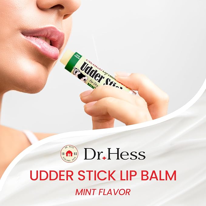 Original Udder Stick SPF Lip Balm, Soothing Moisturizer Sun Screen Balm for Dry Lips with Jojoba, Beeswax & Shea Butter, Total Lip Care, Hydration & Repair, Mint Flavor, 4 Pack