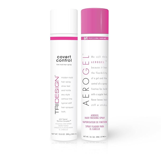 TRIDESIGN Aerogel & Covert Control Holding Hair Spray - Hairspray for Women & Men, Texture Spray for Hair of All Types, Provides Hidden Control Hair Products, 10.5 Oz. Each Bottle