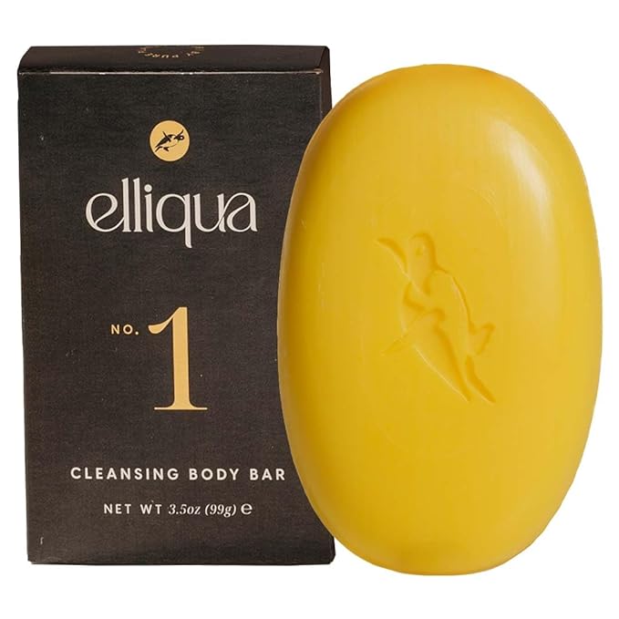 Elliqua Triple Milled Body Bar Soap – No.1 – Citrus & Herbal Musk – Made in USA – Vegan, Plastic-Free, Natural, Eco-Friendly, Long-Lasting, Cruelty-Free – No Parabens or Sulfates