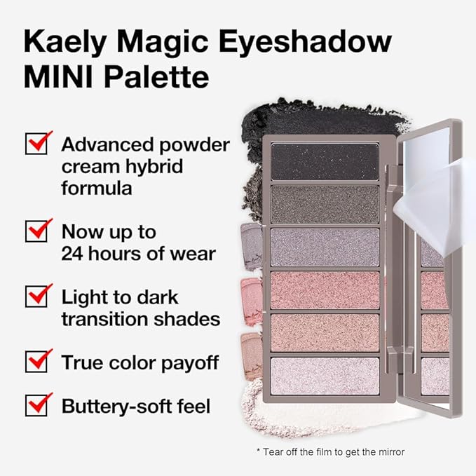 6 Colors Mini Rose Pink Black Eye Shadow Palette Makeup for Older Women, Neutral Matte Shimmer Eyeshadow Palette Highly Pigmented Waterproof, paleta de sombras de ojos, Vegan & Cruelty-free, 03