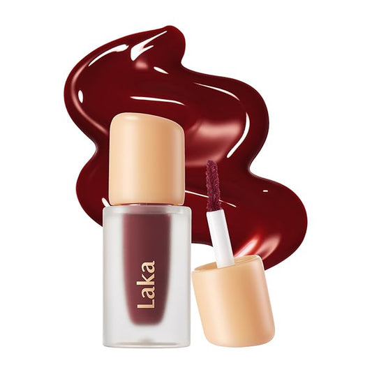 Laka Fruity Glam Lip Tint Mini, Glowing Lip Stain with Wide Color Spectrum, Hydrating & Lightweight Texture, Long-Lasting Bold Stain, Non-Sticky, Vegan, K-Beauty (120 Caffeine Rose)
