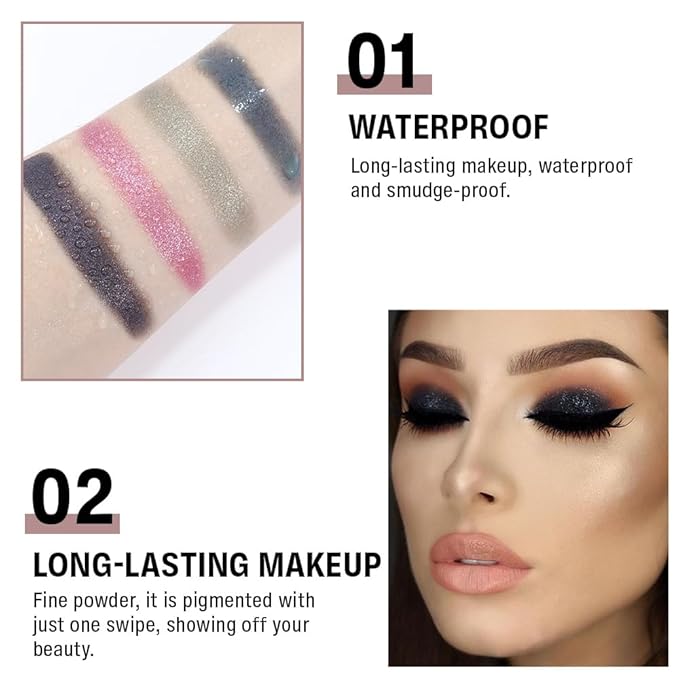 Eyeshadow Single Midnight Blue Shimmer, High-Pigment Monochrome Eye Shadow Pressed Powder, Everyday Velvety Silky Eye Makeup Looks, Professional Long-Lasting Waterproof Single Eyeshadow Palette, 04#