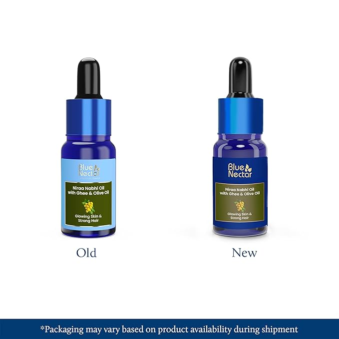 Blue Nectar Ayurveda Navel Oil with Ghee & Olive for Belly Oiling | Natural Belly Button (Nabhi) Oil for Radiant Skin & Deep Hydration (22 Herbs, 0.33 Fl Oz)