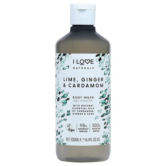 I Love Naturals Lime, Ginger, and Cardamom Body Wash - Moisturizing Body Wash - Infused with Essential Oils - Plant-Based Body Cleanser - 16.9 oz