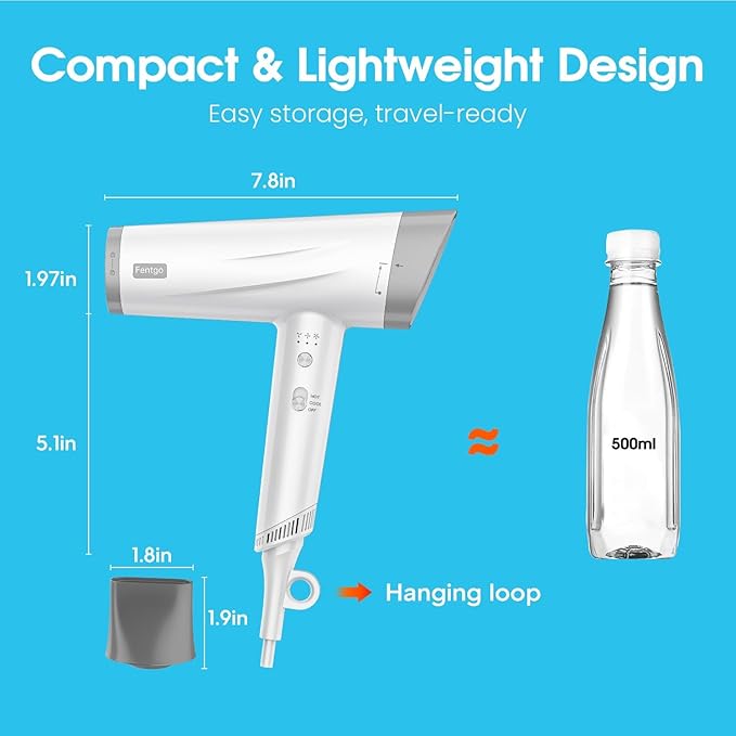 High Speed Ionic Hair Dryer, Professional Blow Dryer 110,000 RPM Fast Drying, 1875W Hairdryer with Concentrator Nozzle, 2 Temps & 3 Speeds, for Home Salon Travel