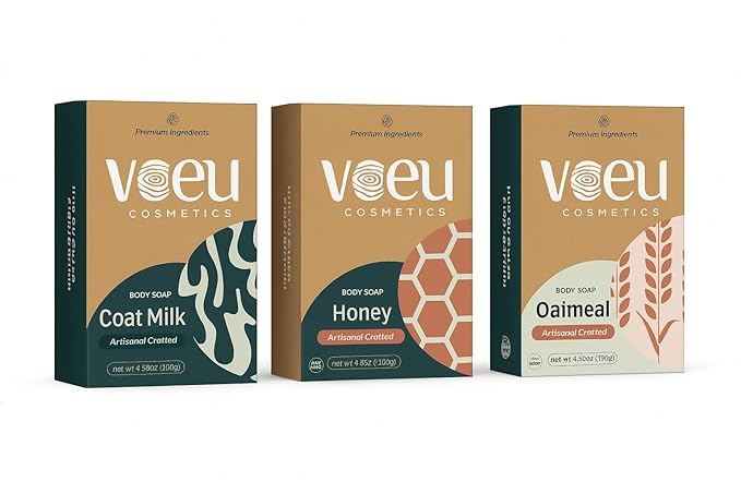 Natural Soap Bar Bundle – Honey, Oatmeal & Goat Milk | Moisturizing, Gentle & Nourishing | Handmade Cold Process | 3-Pack for Face & Body | Ideal Gift Set