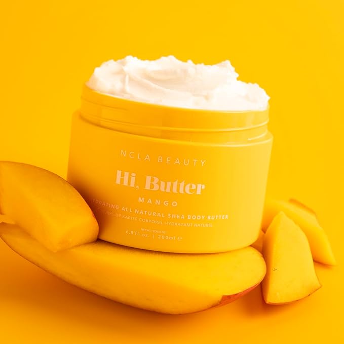 NCLA - Hi, Butter Natural Shea Body Butter | Vegan, Cruelty-Free, Clean Skincare (Mango, 6.8 oz | 200 ml)