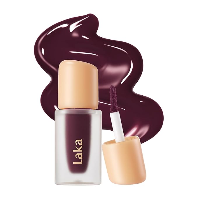 Laka Fruity Glam Lip Tint Mini, Glowing Lip Stain with Wide Color Spectrum, Hydrating & Lightweight Texture, Long-Lasting Bold Stain, Non-Sticky, Vegan, K-Beauty (123 Unsweet Berry)