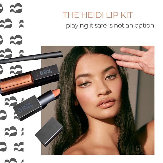Rinna Beauty Icon Lip Kit - Heidi - All-in-one Lip Kit Includes Lipstick, Lip Gloss, Lip Liner - PINK NUDE look - Long-lasting, Anti-aging & Moisturizing, Vegan, Cruelty-Free - 1 each