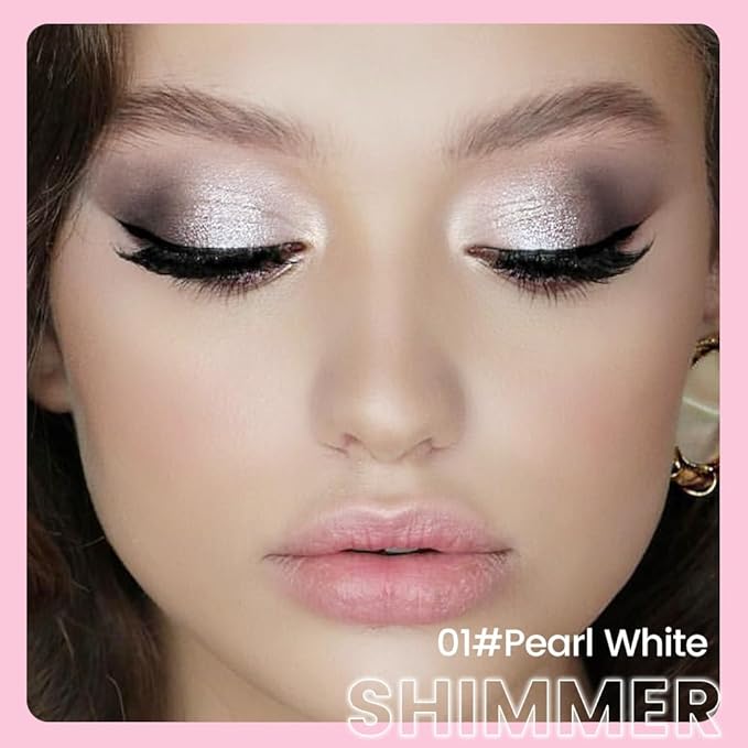 2-in-1 Cream Eyeshadow & Highlighter Stick, Waterproof Ivory White Shimmer Eye Shadow Pencil for Women, Long-Lasting Pigmented Makeup, sombras para ojos 01
