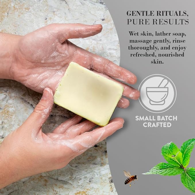 Peppermint Tallow Soap – Cooling Mint Bar Made with Grass-Fed Tallow & Organic Peppermint Essential Oil - Invigorating & Clean – 3 Pack
