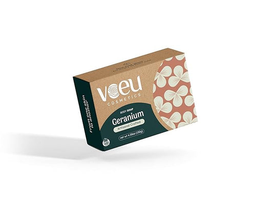 Organic Soap Bar – Natural Exfoliating Cleanser Hydrates & Unclogs Pores – Gentle Skincare for Sensitive Skin (Rose Geranium)