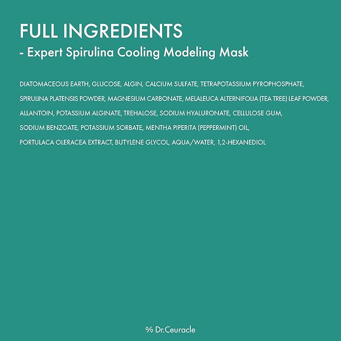 leegeehaam Dr.Ceuracle Expert Spirulina Cooling Modeling Mask - Korean Skincare Jelly Face Mask for Glass Glow Skin, DIY Home Spa (30g / 1.05 oz.)