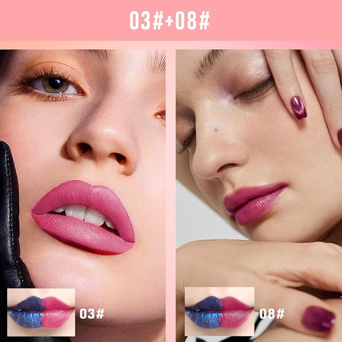 2Pcs Matte Lip Stain Wipe Off Masque - Peel Off Lip Stain Tattoo, All Day Peel Off Lip Tint,Long Lasting Lip Mask,Waterproof Transfer-proof Lip Liner Peel Off Lip Gloss,Stay Lip Makeup 03+08