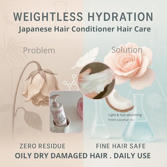 Japanese Conditioner Hair Care, Keratin Hair Treatment Hair Conditioner for Women, Color Safe, Deep Conditioner for Dry Damaged Hair, Frizz Ease, Sulfate-Free Anti-Dandruff 450ml 16oz
