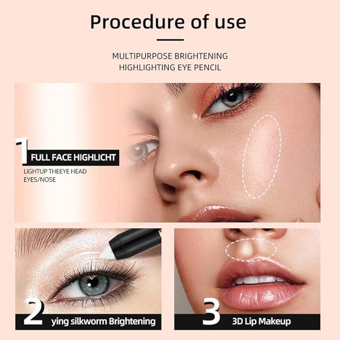Monochrome Cream Shimmer Glitter Eyeshadow Pencil Stick for Women, Shimmer Black Eye Shadow Eyeliner Pencil Sticks Makeup, sombras para ojos, Waterproof, Vegan & Cruelty-Free, 06#
