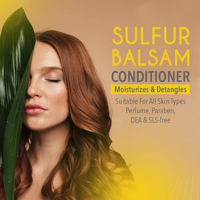 Dr. Robaina Sulfur Balsam Conditioner – Hydrating & Detangling Formula for Sensitive, Flaky or Itchy Scalp – Tea Tree & Shea Butter Blend – Color-Safe, Silicone-Free, 8 fl oz - Made in the USA