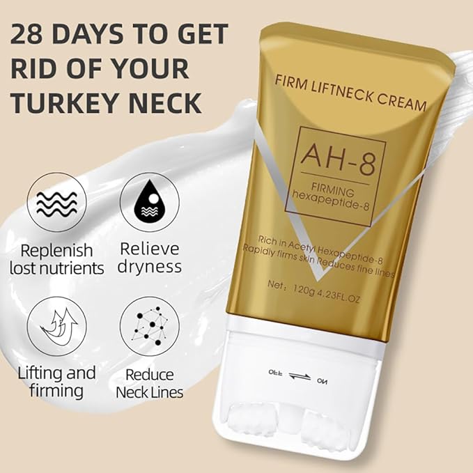 2025 AH-8 Firming Neck Cream for Crepey Skin Body Care Comfort, Moisturizing Tightening Roller Neck Skin Repair Lotions for Women with Day & Night Use