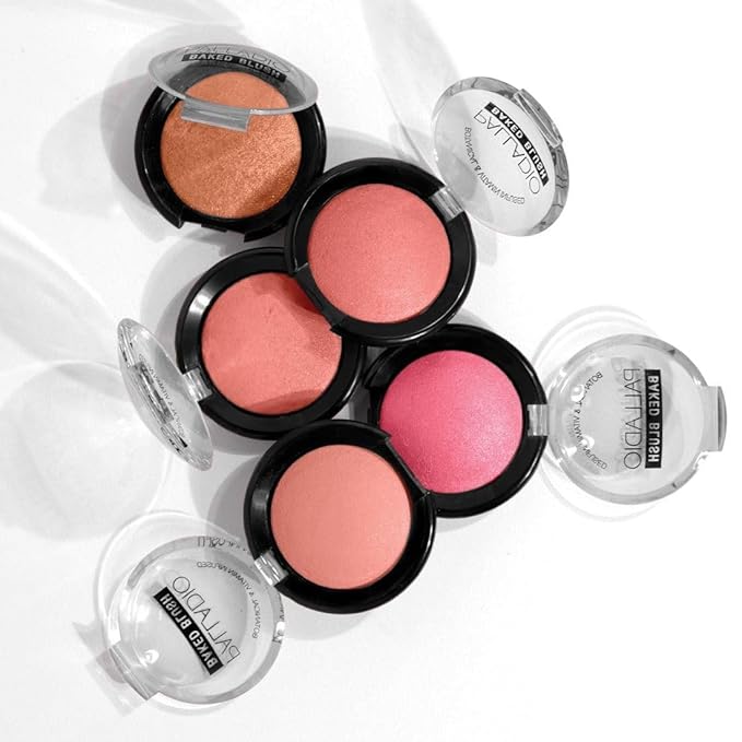 Palladio Baked Blush, Highly Pigmented Shimmery Formula, Easy to Blend and Highly Buildable, Apply Dry for a Natural Glow or Wet for a Dramatic Luminous Look, Long Lasting for All day Wear, Rosey