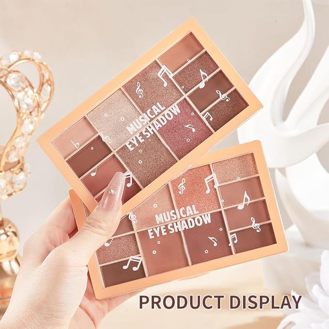 12 Colors Velvety Smooth Eyeshadow Palette, Warm Neutral Nude Matte & Shimmer Eye Shadow Shades, Highly Pigmented Blendable Waterproof Long-Lasting Daily Eye Makeup Palette for Women, 01#